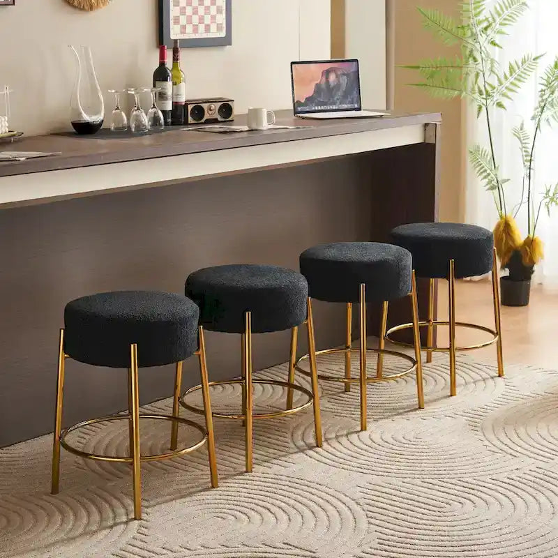 Tabourets de bar modernes noirs et dorés 20 avec pieds de support robustes (lot de 2)