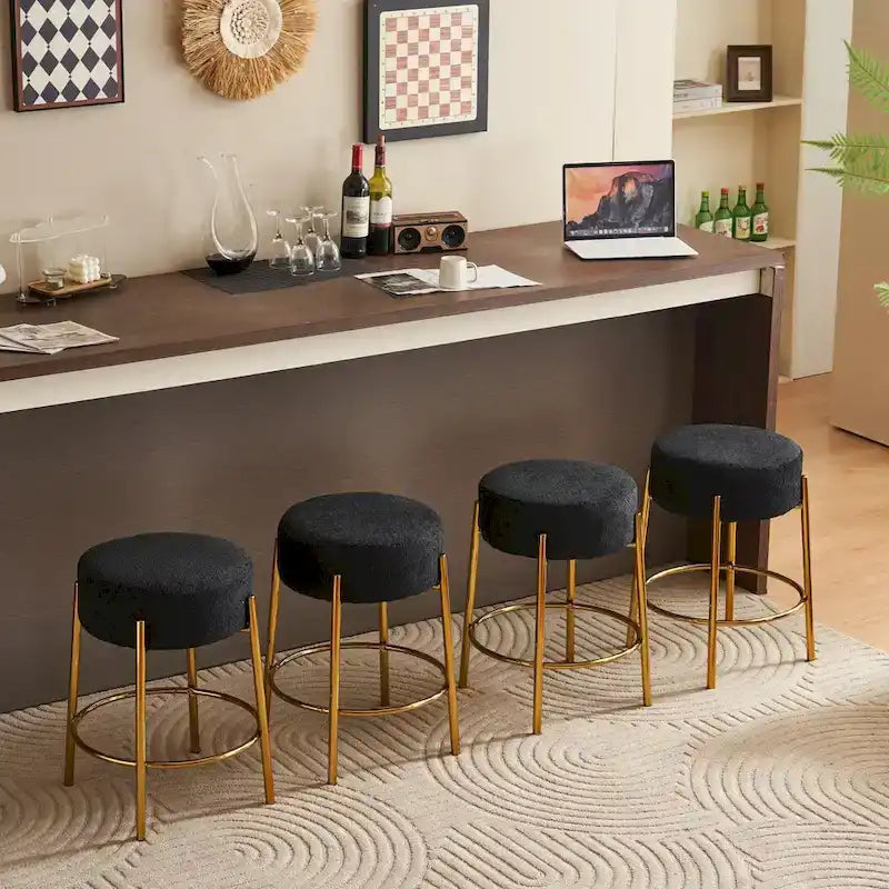 Tabourets de bar modernes noirs et dorés 20 avec pieds de support robustes (lot de 2)