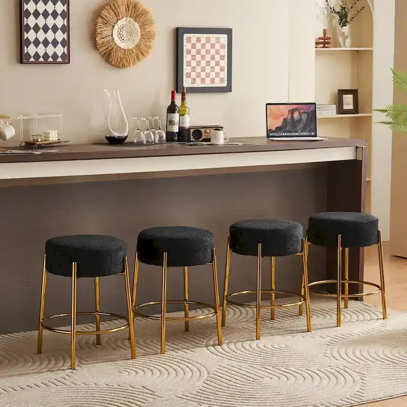Tabourets de bar modernes noirs et dorés 20 avec pieds de support robustes (lot de 2)
