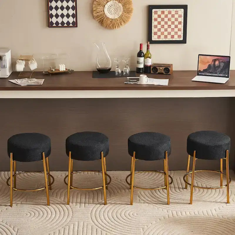 Tabourets de bar modernes noirs et dorés 20 avec pieds de support robustes (lot de 2)