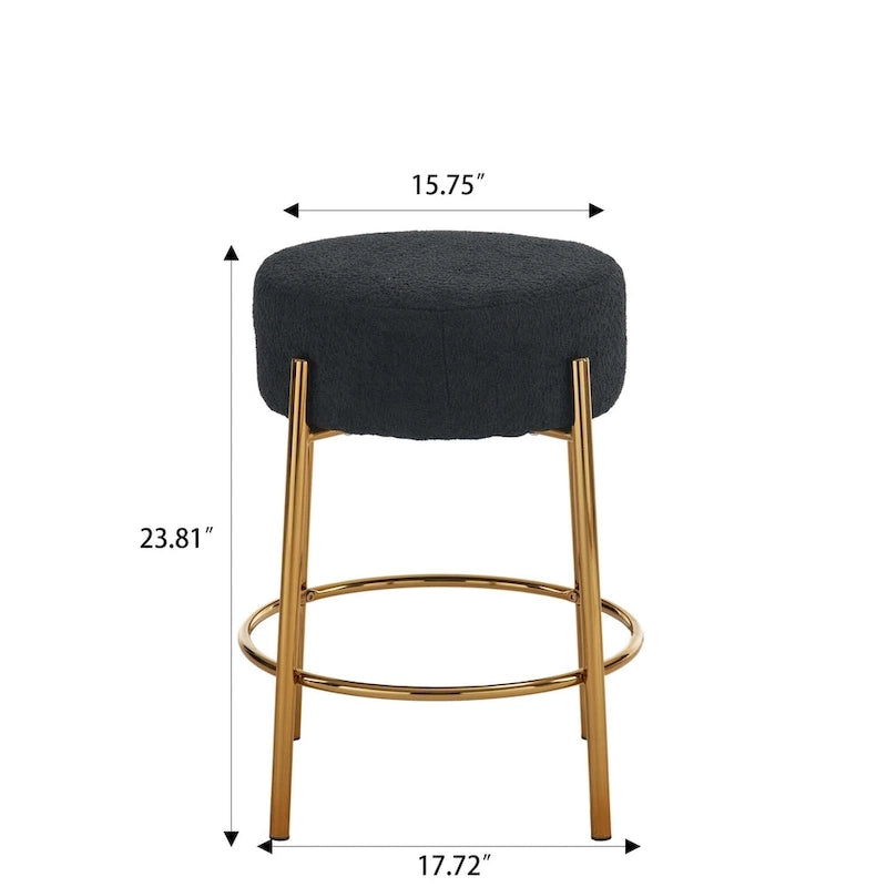 Tabourets de bar modernes noirs et dorés 20 avec pieds de support robustes (lot de 2)