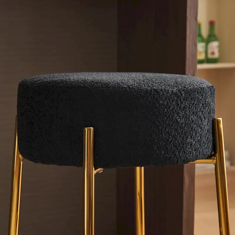 Tabourets de bar modernes noirs et dorés 20 avec pieds de support robustes (lot de 2)