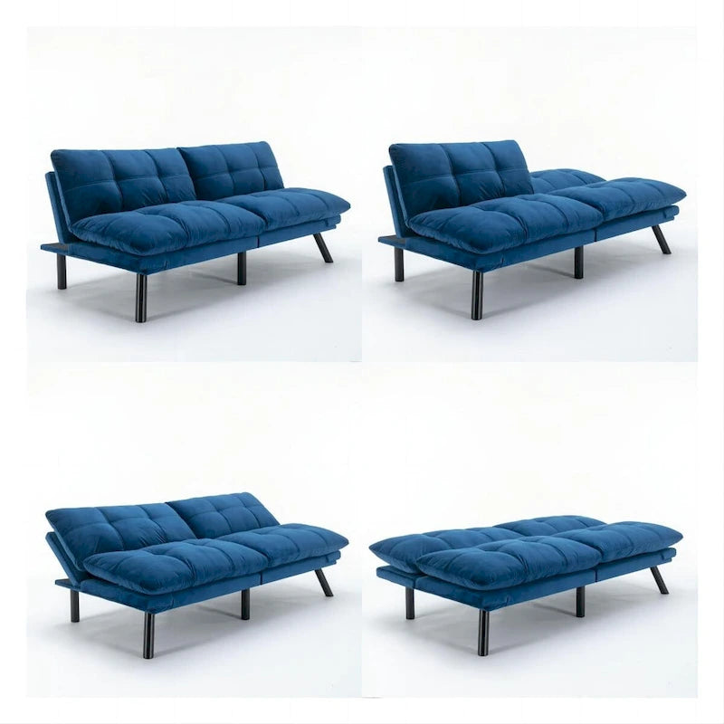 Canapé-lit pliable convertible bleu marine 70,87 avec accoudoirs réglables