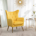 Fauteuil d'appoint capitonné en velours jaune 30.25 avec pieds dorés