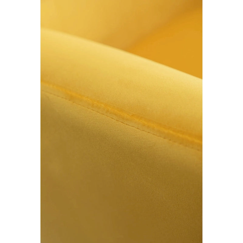 Fauteuil d'appoint capitonné en velours jaune 30.25 avec pieds dorés