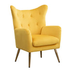 Fauteuil d'appoint capitonné en velours jaune 30.25 avec pieds dorés