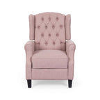 Fauteuil inclinable à dossier haut rose clair/beige, avec accoudoirs, capitonné, pieds en bouleau, 1 place