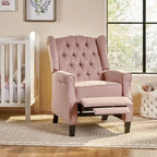 Fauteuil inclinable à dossier haut rose clair/beige, avec accoudoirs, capitonné, pieds en bouleau, 1 place