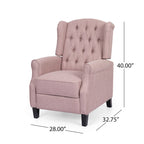Fauteuil inclinable à dossier haut rose clair/beige, avec accoudoirs, capitonné, pieds en bouleau, 1 place