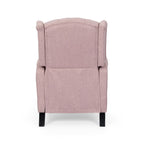 Fauteuil inclinable à dossier haut rose clair/beige, avec accoudoirs, capitonné, pieds en bouleau, 1 place