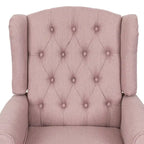 Fauteuil inclinable à dossier haut rose clair/beige, avec accoudoirs, capitonné, pieds en bouleau, 1 place