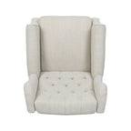 Fauteuil inclinable à dossier haut rose clair/beige, avec accoudoirs, capitonné, pieds en bouleau, 1 place