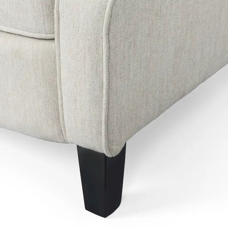 Fauteuil inclinable à dossier haut rose clair/beige, avec accoudoirs, capitonné, pieds en bouleau, 1 place