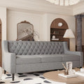 Canapé 3 places gris en polyester 78,75 avec dossier touffeté et coussins