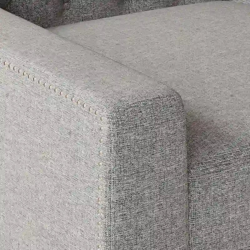 Canapé 3 places gris en polyester 78,75 avec dossier touffeté et coussins