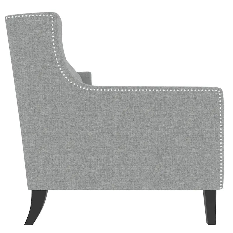Canapé 3 places gris en polyester 78,75 avec dossier touffeté et coussins