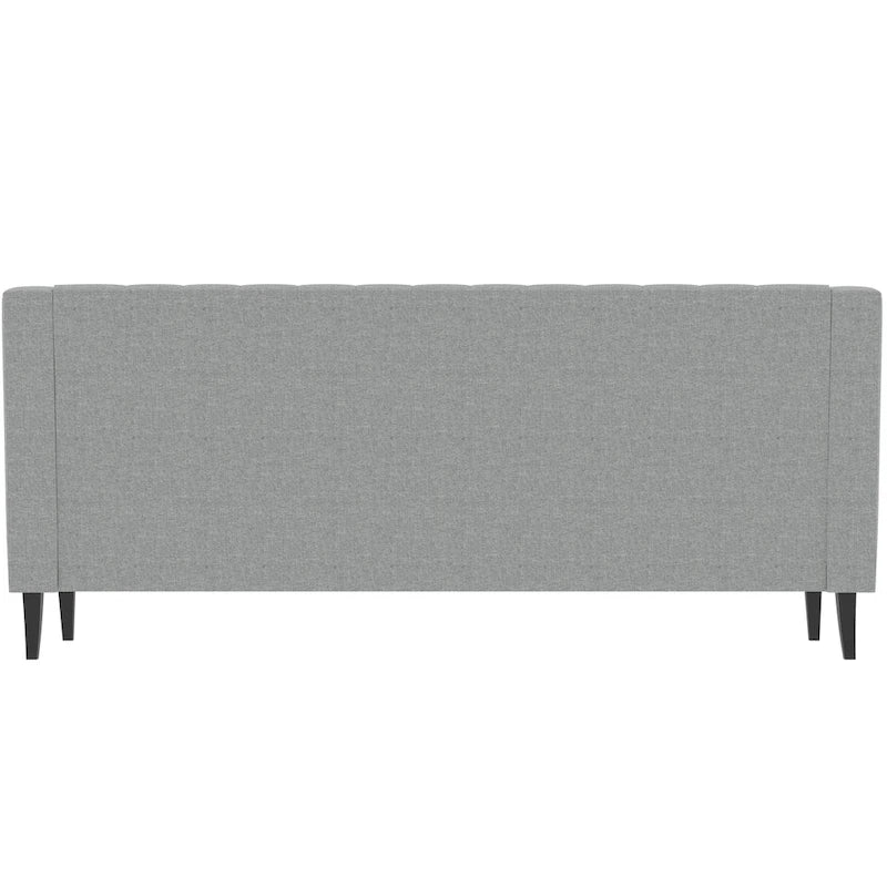Canapé 3 places gris en polyester 78,75 avec dossier touffeté et coussins