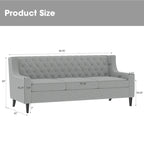 Canapé 3 places gris en polyester 78,75 avec dossier touffeté et coussins