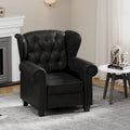 Fauteuil crapaud moderne en cuir technique avec dossier capitonné, chaise longue réglable avec pieds en bois robustes