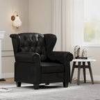 Fauteuil crapaud moderne en cuir technique avec dossier capitonné, chaise longue réglable avec pieds en bois robustes