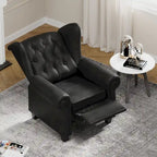 Fauteuil crapaud moderne en cuir technique avec dossier capitonné, chaise longue réglable avec pieds en bois robustes