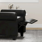 Fauteuil crapaud moderne en cuir technique avec dossier capitonné, chaise longue réglable avec pieds en bois robustes