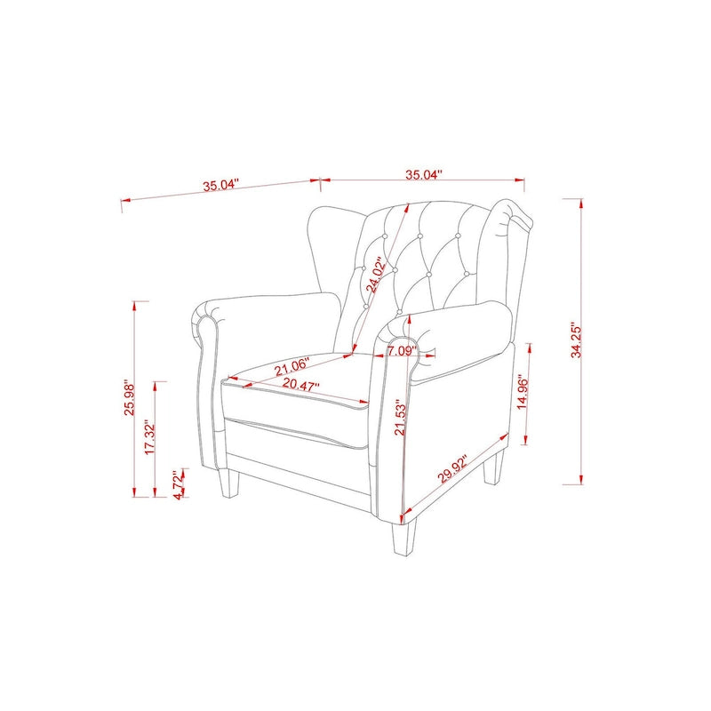 Fauteuil crapaud moderne en cuir technique avec dossier capitonné, chaise longue réglable avec pieds en bois robustes