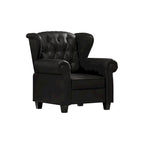 Fauteuil crapaud moderne en cuir technique avec dossier capitonné, chaise longue réglable avec pieds en bois robustes