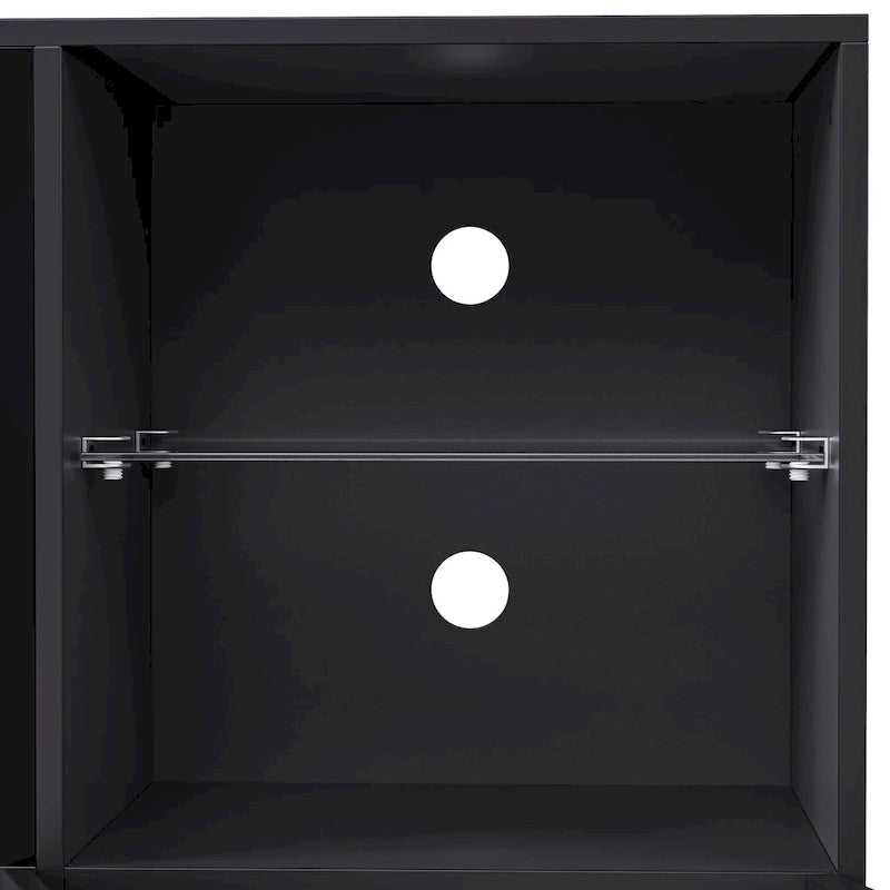 Meuble TV moderne blanc/noir avec cheminée électrique de 34,2 pouces, convient aux téléviseurs jusqu'à 75 pouces, assemblage par 2 personnes
