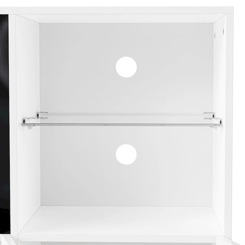 Meuble TV moderne blanc/noir avec cheminée électrique de 34,2 pouces, convient aux téléviseurs jusqu'à 75 pouces, assemblage par 2 personnes