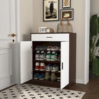 Meuble à Chaussures, Étagère à Chaussures à 4 Niveaux avec 1 Tiroir, Meuble de Rangement à Chaussures Autoportant avec 2 Portes et Étagères Réglables