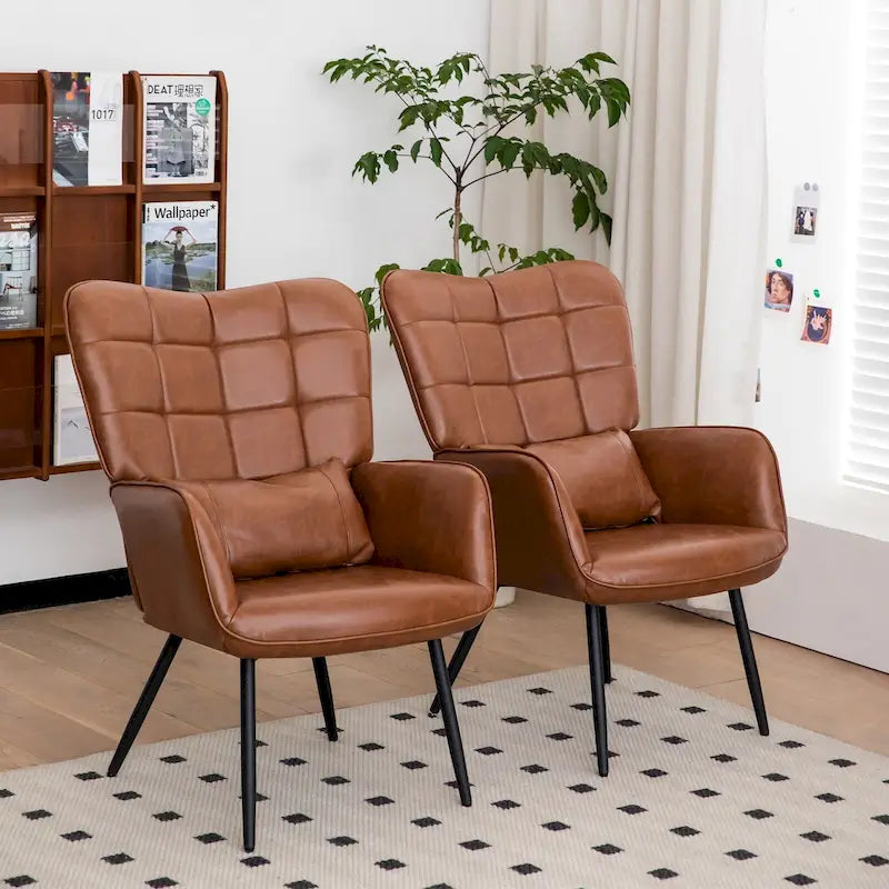Fauteuil d'appoint moderne en cuir reconstitué (lot de 2)