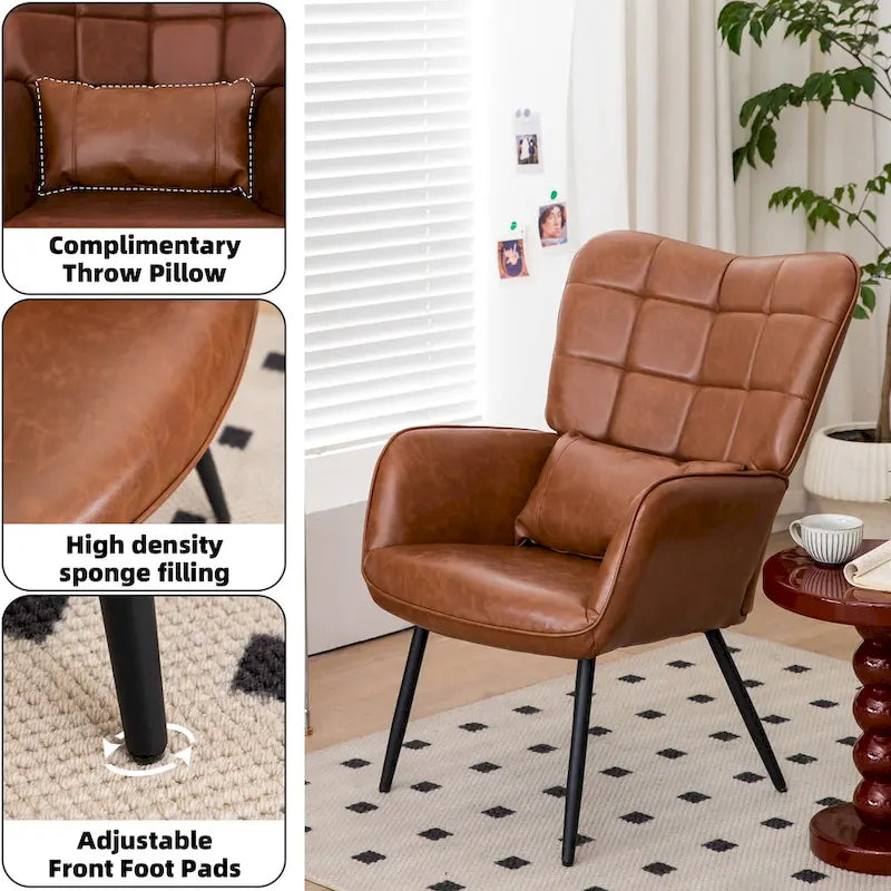 Fauteuil d'appoint moderne en cuir reconstitué (lot de 2)