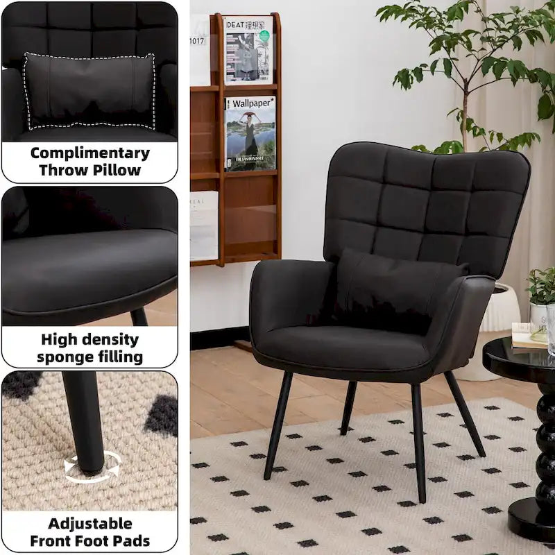 Fauteuil d'appoint moderne en cuir reconstitué (lot de 2)
