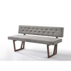 Banc de salle à manger HomeRoots 63 en mélange de lin rembourré gris et marron - 63