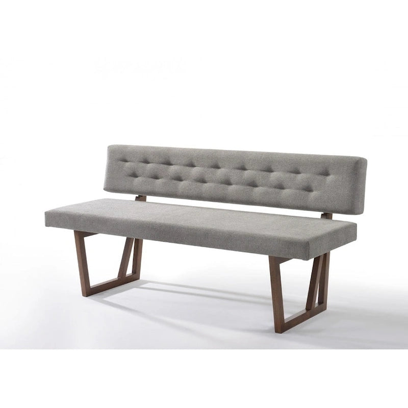 Banc de salle à manger HomeRoots 63 en mélange de lin rembourré gris et marron - 63
