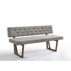 Banc de salle à manger HomeRoots 63 en mélange de lin rembourré gris et marron - 63
