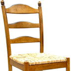 Chaise de salle à manger à dossier échelle en bois marron et paille