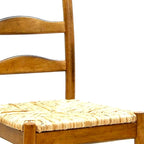 Chaise de salle à manger à dossier échelle en bois marron et paille