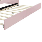 Cadre de lit de repos pleine grandeur en tissu d'ameublement avec dossier en forme de coquille et lit gigogne, blanc