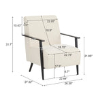26.38 Fauteuil de salon moderne beige avec revêtement en polyester et cadre métallique robuste, idéal pour le salon, la chambre ou le bureau.