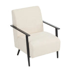 26.38 Fauteuil de salon moderne beige avec revêtement en polyester et cadre métallique robuste, idéal pour le salon, la chambre ou le bureau.