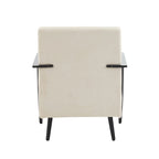 26.38 Fauteuil de salon moderne beige avec revêtement en polyester et cadre métallique robuste, idéal pour le salon, la chambre ou le bureau.