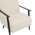 26.38 Fauteuil de salon moderne beige avec revêtement en polyester et cadre métallique robuste, idéal pour le salon, la chambre ou le bureau.