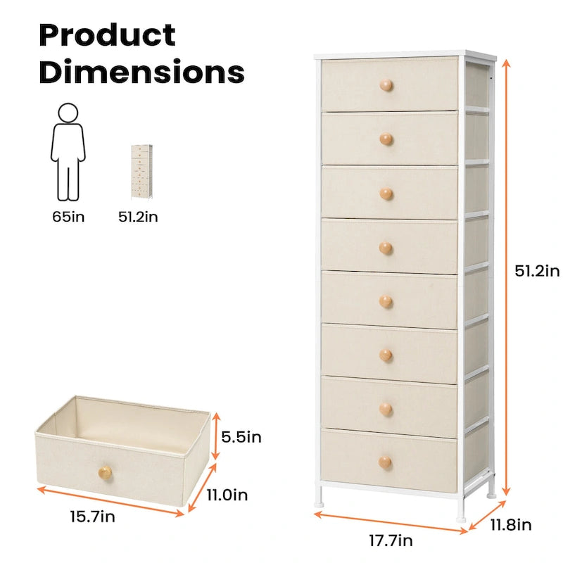 VredHom 8 Tiroirs Commode Tour de Rangement Verticale