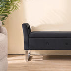67,91Banc de rangement large en velours doux avec accoudoirs pour salon, entrée et chambre à coucher