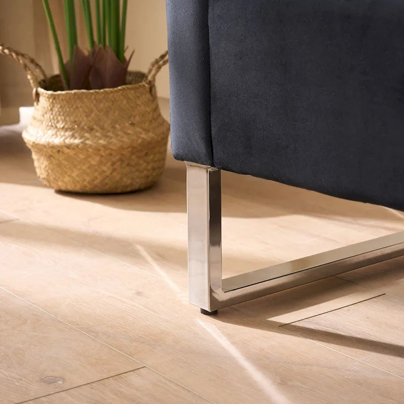 67,91Banc de rangement large en velours doux avec accoudoirs pour salon, entrée et chambre à coucher