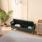 67,91Banc de rangement large en velours doux avec accoudoirs pour salon, entrée et chambre à coucher