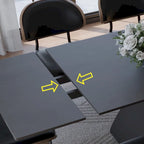 63-94Table de salle à manger moderne extensible pour 6 à 10 personnes, table de cuisine noire mate avec pieds en acier au carbone noir