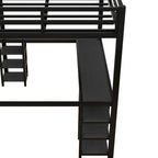 Lit mezzanine en métal avec bureau et étagères
